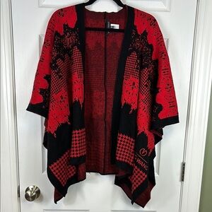 Ming Wang red black shawl wrap